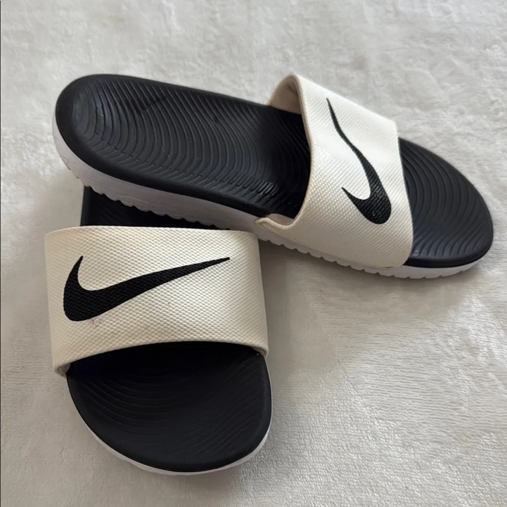 Nike Black and White Slide Sandals
